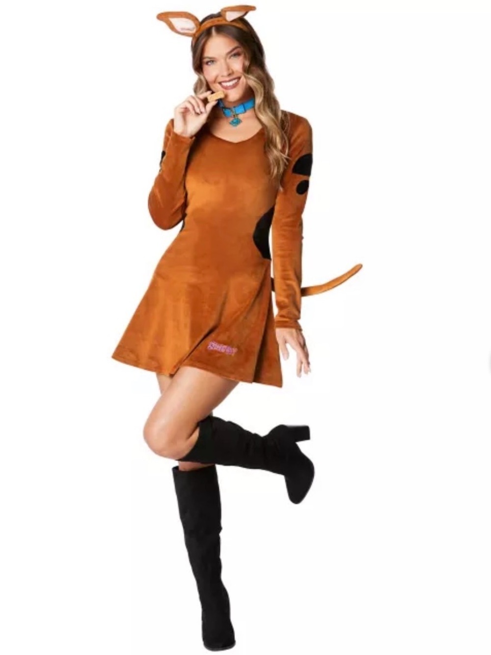 Velvet Scooby-Doo Inspired Costume Dress in Rust Brown